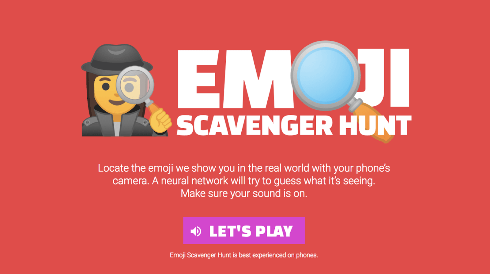 Emoji Scavenger Hunt — интересный пример приложения, построенного с использованием TensorFlow.js. Попробуйте его с телефона