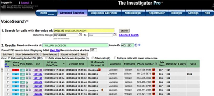 База данных Securus Investigator Pro VoiceSearch