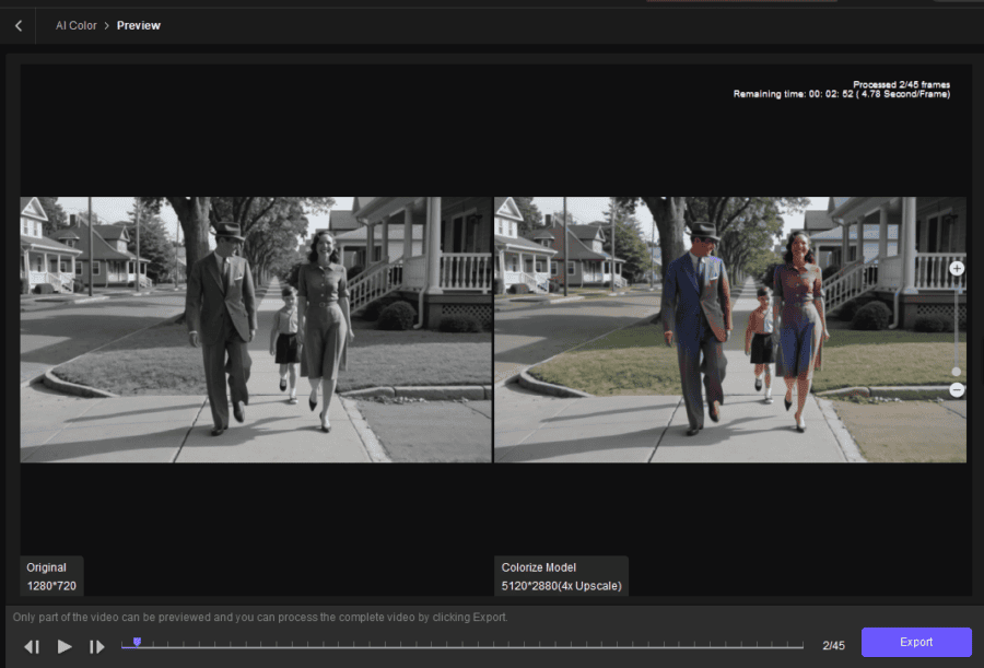 Export the AI colorized video after enhancement with HitPaw VikPea