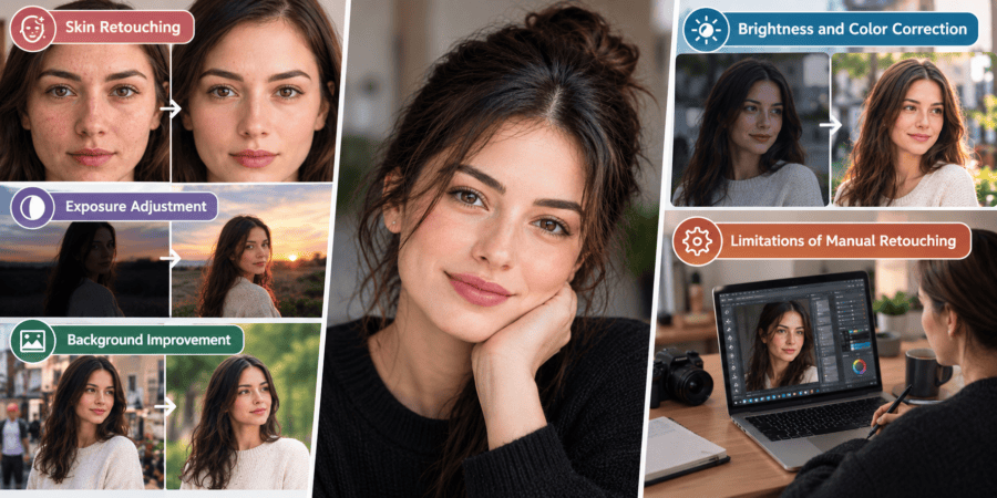 Manual portrait photo retouching