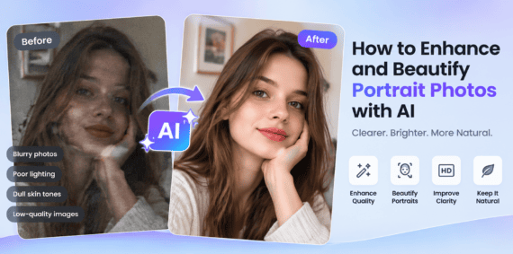 Portrait photo before and after enhancement