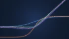 Abstract illustration of glowing activation function curves on a dark background