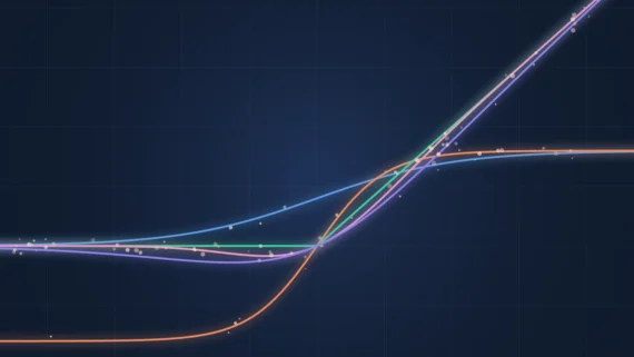 Abstract illustration of glowing activation function curves on a dark background