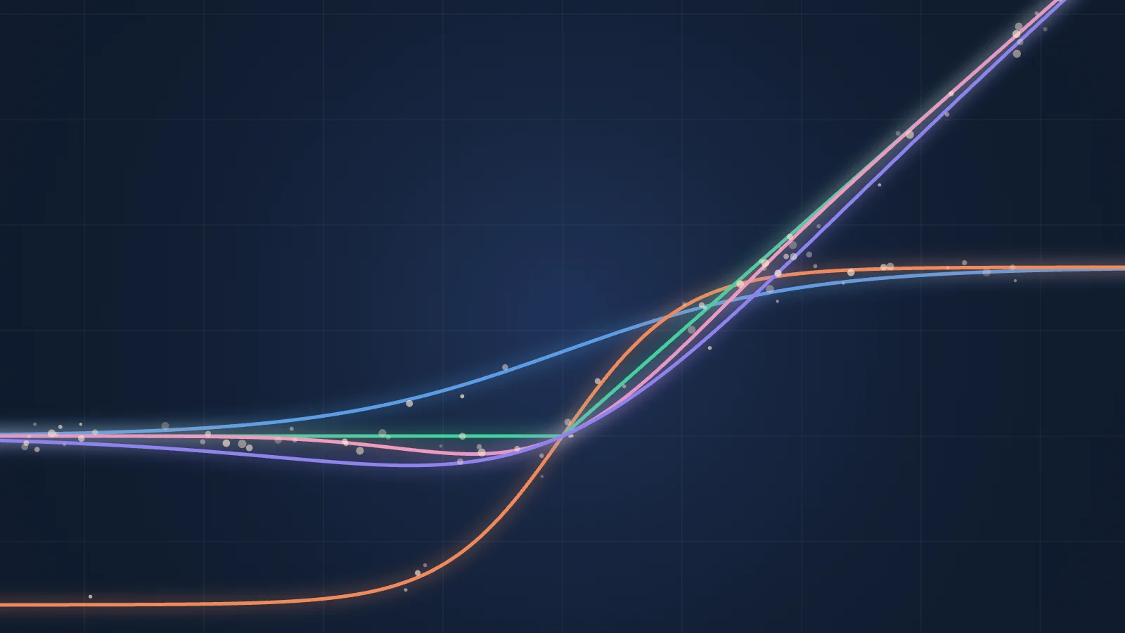 Abstract illustration of glowing activation function curves on a dark background